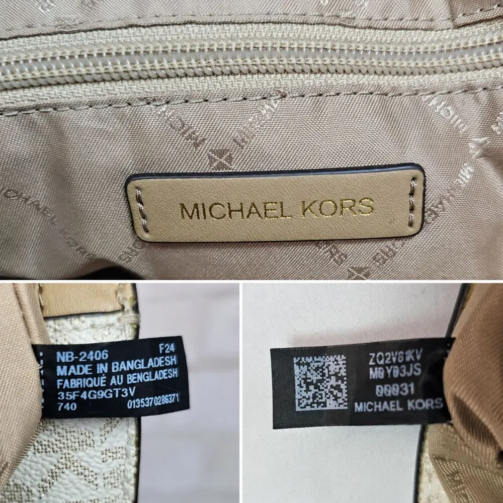 Michael Kors Gold Vanilla MK Signature Tote Shoulder Bag Large Shopper